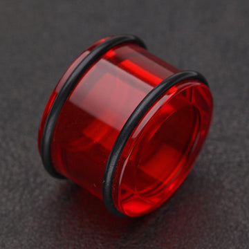Detail View 1 of A Pair of Basic UV Acrylic No Flare Regs Ear Gauge Tunnel Plug-Red